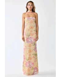 Hiccup - Strapless Flowering Bodycon Maxi Dress - Lyst