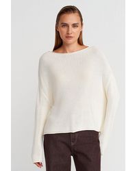 Dilvin - Ribbed Boat Neck Knit Sweater - Lyst