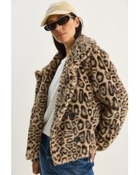 Bianco Lucci - Oversized Leopard Print Faux Fur Coat - Lyst