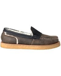 Dolce & Gabbana - Bruin Bont Leren Instappers Schoenen - Lyst