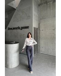 My Fashion - Geometric Print Long Sleeve Shirt With Button Closure - Lyst