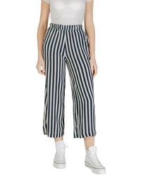Ichi - Blauwe Viscose Cropped Broek - Lyst