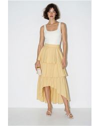 Bianco Lucci - High-Waist Cotton Poplin Midi Skirt - Lyst