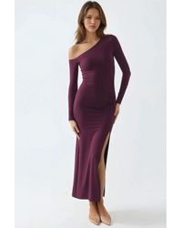 Busem - Asymmetrische Kraag Maxi Jurk Met Splits - Lyst