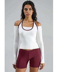 Busem - Slim Fit Knitted Blouse With U Collar And Contrast Binding - Lyst