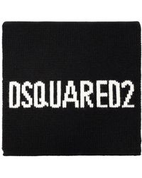 DSquared² - Gebreide Wollen Sjaal Met Logo-Intarsia - Lyst