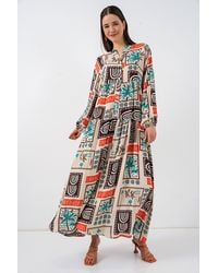 Bigdart - Patterned V-Neck Maxi Dress - Lyst