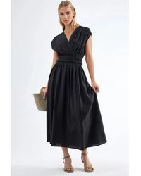 Busem - Textured V-Neck Midi Dress - Lyst