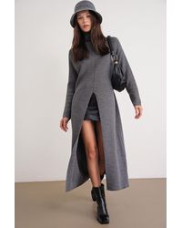 MixRay - Turtleneck Knit Maxi Dress With Slit - Lyst