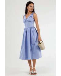 Busem - V-Hals Midi-Jurk Met Strikdetail - Lyst
