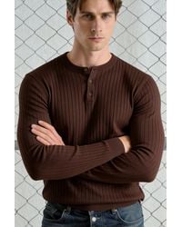 Giesto - Slim Fit Long Sleeve Button Collar T-Shirt - Lyst