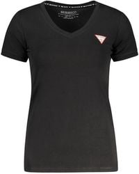 Guess - Zwarte Katoenen T-Shirt - Lyst