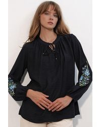 Bigdart - Embroidered Oversized Crepe Blouse - Lyst