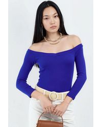 Busem - Slim Fit Geribbelde Crop Blouse - Lyst
