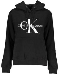 Calvin Klein - Zwarte Katoenen Sweater Met Capuchon - Lyst