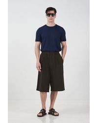 Giesto - Mid Waist Wide Leg Capri Shorts With Drawstring - Lyst