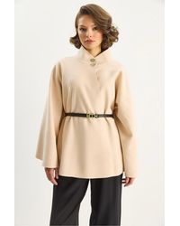 Bianco Lucci - Textured Overcoat With Button Closure - Lyst