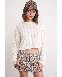 MixRay - Cable Knit Muster Rundhals Pullover - Lyst