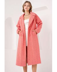 Bigdart - Oversized Dubbelgeknoopt Herringbone Lange Overjas - Lyst