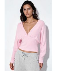 Busem - V-Neck Crop Knit Wrap Top - Lyst