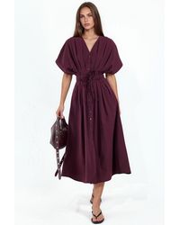 Busem - Casual V-Neck Midi Shirt Dress - Lyst