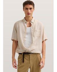 Bugatti - Herren Korte Mouwen Shirt Modern Fit Van Linnen Met Button-Down Kraag - Lyst