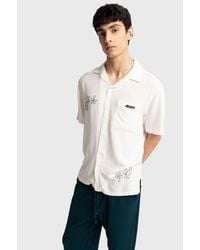 Giesto - Embroidered Cotton Poplin Short Sleeve Shirt - Lyst