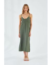 MixRay - V-Hals Split Midi Jurk - Lyst