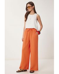 Happiness İstanbul - Wide Leg Drawstring Waist Pants With Binding Detail - Lyst