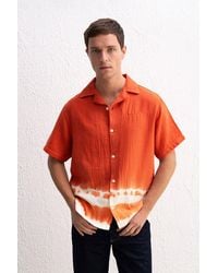 Giesto - Tie-Dye Short Sleeve Shirt With Button Closure - Lyst