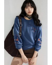 Hiccup - Modal Touch Crew Neck Embroidered Sweatshirt - Lyst