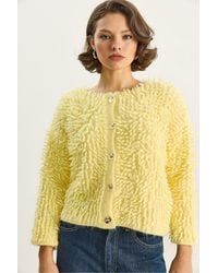 Bianco Lucci - Textured Button-Up Cardigan - Lyst