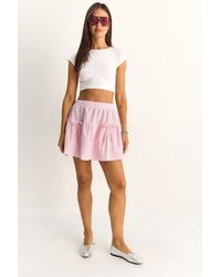 Bianco Lucci - High-Waist Striped Seersucker Mini Skirt - Lyst
