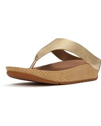 Fitflop - Lulu Lux Graphic-Weave Toe-Post Leather Platino Sandals - Lyst