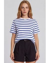 Busem - Vrouwen Gestreepte Katoenen T-Shirt Met Ronde Hals - Lyst