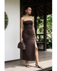 Dilvin - Strapless Bodycon Maxi Jurk Met Split - Lyst