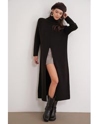 MixRay - Turtleneck Knit Maxi Dress With Slit - Lyst