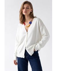MixRay - Long Ribbed Knitwear Cardigan With V-Neck And Button Closure - Lyst