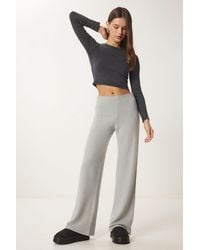 Happiness İstanbul - Soft Textured Wide Leg Pants - Lyst