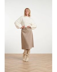 Smashed Lemon - Midi Rok Van Geweven Stof Met Visgraatstructuur - Lyst