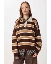 Happiness İstanbul - Striped Sweater With Polo Collar - Lyst