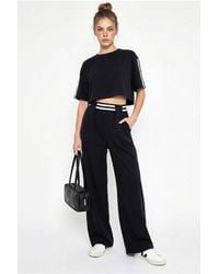 Bianco Lucci - 2-Piece Crew Neck T-Shirt And Wide Leg Trousers Set - Lyst