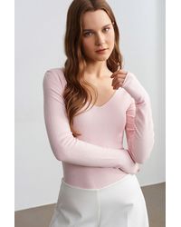 Dilvin - Slim Fit V-Neck Ribbed Knit Sweater - Lyst