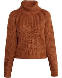 myMo - Strickpullover Damen Hellbraun - Lyst