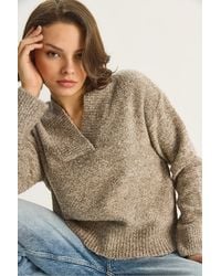 Bianco Lucci - V-Neck Long Sleeve Knit Sweater - Lyst