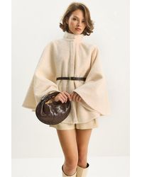Bianco Lucci - Textured Oversized Overcoat With Button Closure - Lyst