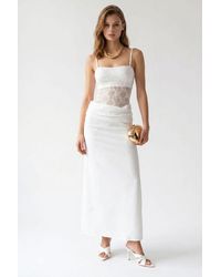 MixRay - Sleeveless Satin Maxi Dress With Square Neckline - Lyst