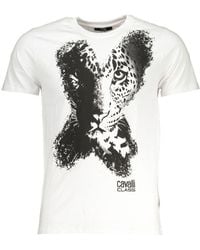 Roberto Cavalli - Witte Katoenen T-Shirt - Lyst
