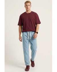Bigdart - Elastic Waist Denim Pants - Lyst
