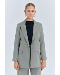 MixRay - Long Plaid Crepe Blazer - Lyst